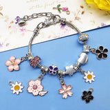 30PCS Assorted Gold Plated Enamel Flower Charms Pendant DIY For Jewelry Making