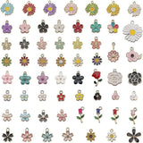 30PCS Assorted Gold Plated Enamel Flower Charms Pendant DIY For Jewelry Making