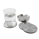 Stainless Steel Drink Coaster Set 6PCS Heat Resistant Cup Pads With Holder - Top-Down View