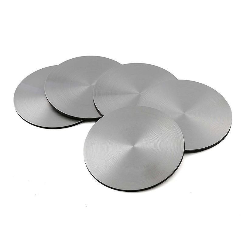 Stainless Steel Drink Coaster Set 6PCS Heat Resistant Cup Pads With Holder