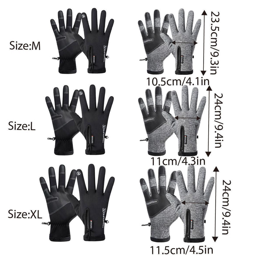 Winter Gloves Thermal Touch Screen Thermal Windproof Warm Black - L