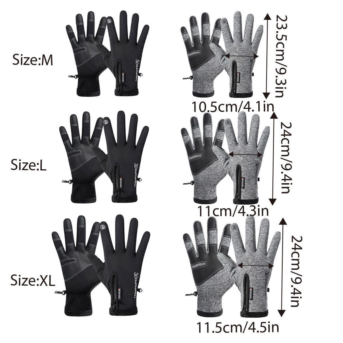 Winter Gloves Thermal Touch Screen Thermal Windproof Warm Black - XL