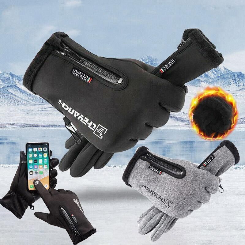 Winter Gloves Thermal Touch Screen Thermal Windproof Warm Black - XL