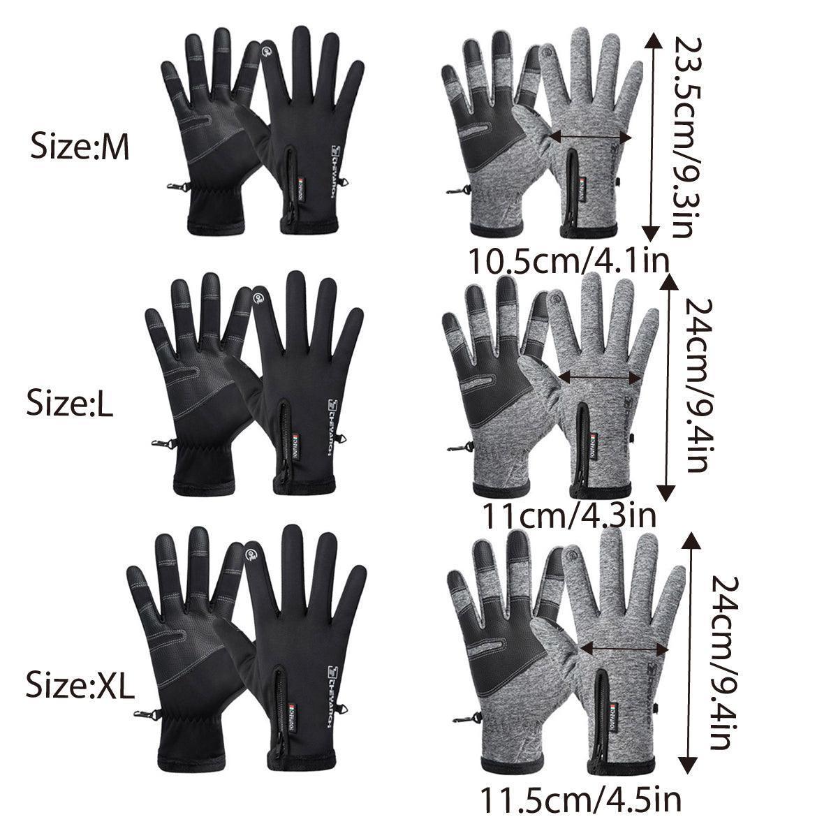Winter Gloves Thermal Touch Screen Thermal Windproof Warm Grey - XL