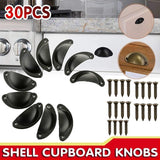 30X Modern Cup Cabinet Handle Knob Drawer Furniture Door Pull Shell Cupboard - Black