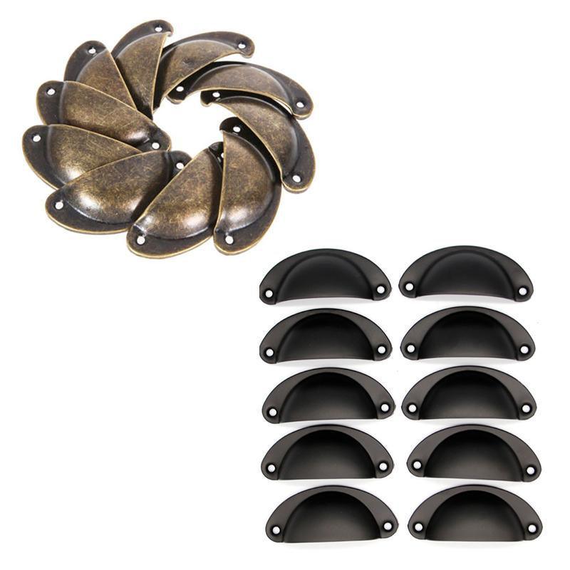 30X Modern Cup Cabinet Handle Knob Drawer Furniture Door Pull Shell Cupboard - Black