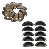 30X Modern Cup Cabinet Handle Knob Drawer Furniture Door Pull Shell Cupboard - Black - Front View
