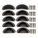30X Modern Cup Cabinet Handle Knob Drawer Furniture Door Pull Shell Cupboard - Black - Rear View