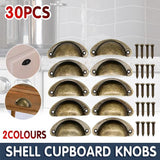 30X Modern Cup Cabinet Handle Knob Drawer Furniture Door Pull Shell Cupboard - Bronze - Front View