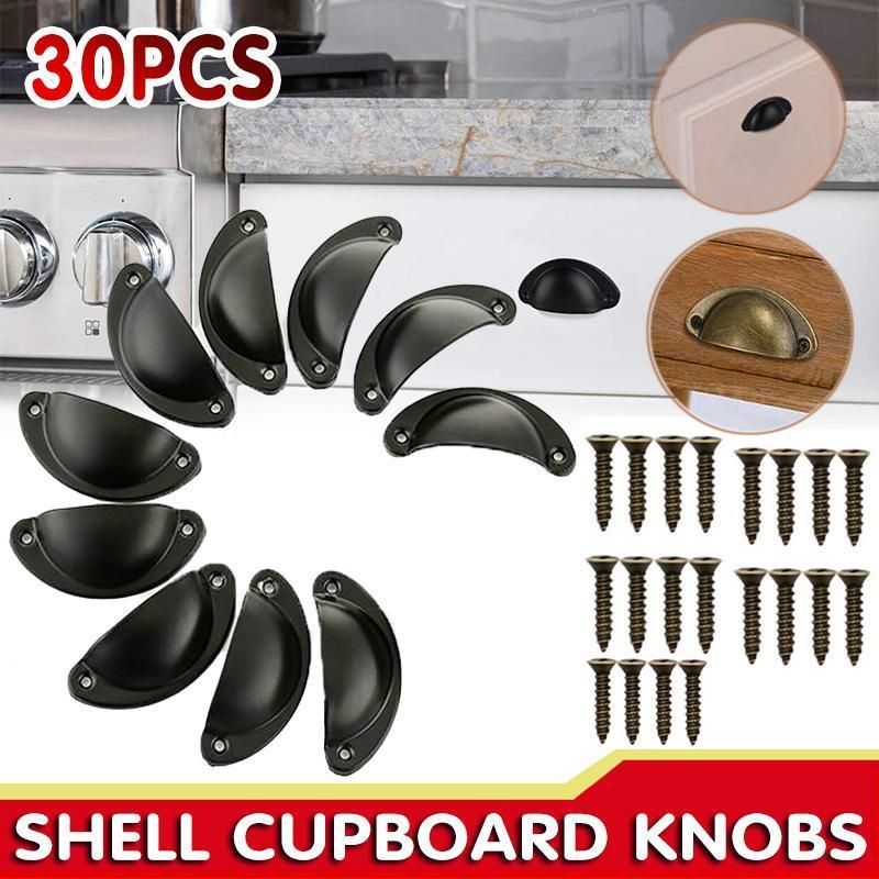 30X Modern Cup Cabinet Handle Knob Drawer Furniture Door Pull Shell Cupboard - Bronze