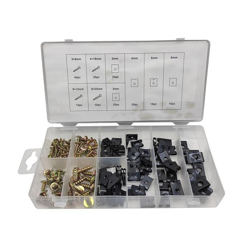 170X Universal Car U Clip Nut Screw Kit Vehicle Bumper Dash Door Panel Interior