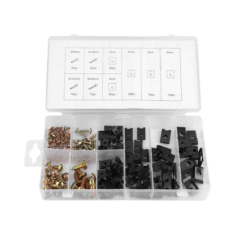 170X Universal Car U Clip Nut Screw Kit Vehicle Bumper Dash Door Panel Interior