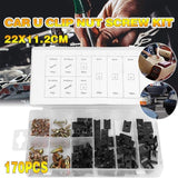 170X Universal Car U Clip Nut Screw Kit Vehicle Bumper Dash Door Panel Interior