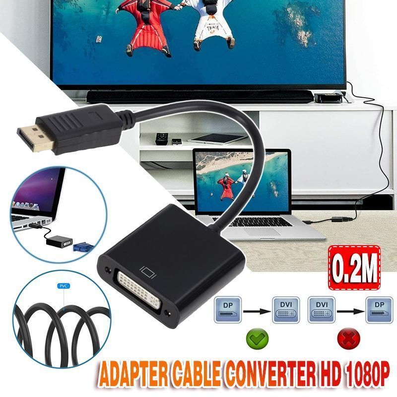 DisplayPort to DVI Adapter Cable 1080P DP Male to DVI Female Converter 20cm