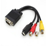 High-Quality PC VGA to S-Video 3RCA TV Converter Cable - Seamless Video Adapter Solution - 45-Degree Angle