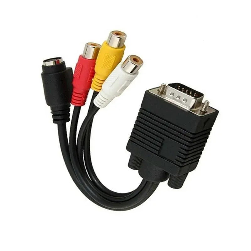 High-Quality PC VGA to S-Video 3RCA TV Converter Cable - Seamless Video Adapter Solution