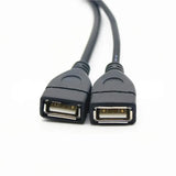 Double USB Extension A-Male to 2 A-Female Y Cable Cord Power Adapter Splitter - Close-Up Angle