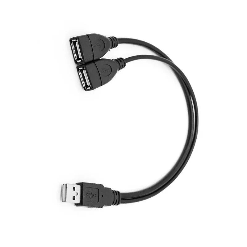 Double USB Extension A-Male to 2 A-Female Y Cable Cord Power Adapter Splitter