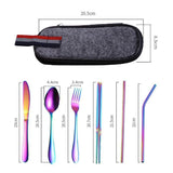 8PCS Portable Stainless Steel Travel Cutlery Set with Case for Camping Picnic Office - Side View