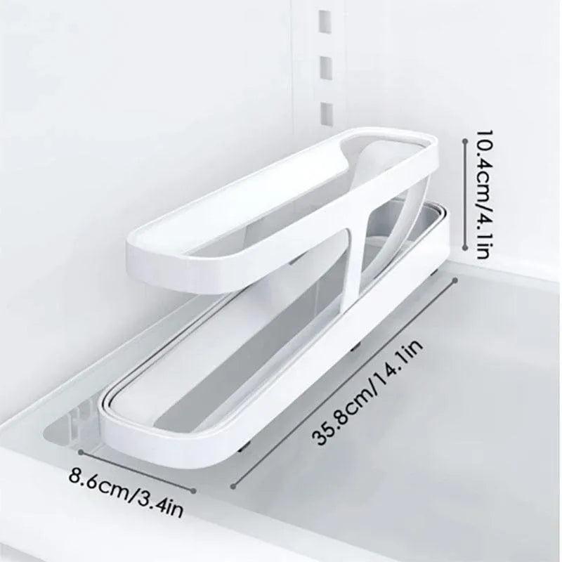 2 Tier Rolling Egg Dispenser Auto Gravity Egg Holder for Fridge Storage Rack
