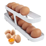 2 Tier Rolling Egg Dispenser Auto Gravity Egg Holder for Fridge Storage Rack - Top-Down View