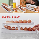 2 Tier Rolling Egg Dispenser Auto Gravity Egg Holder for Fridge Storage Rack