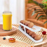 2 Tier Rolling Egg Dispenser Auto Gravity Egg Holder for Fridge Storage Rack - Close-Up Angle