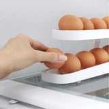 2 Tier Rolling Egg Dispenser Auto Gravity Egg Holder for Fridge Storage Rack - Low Angle