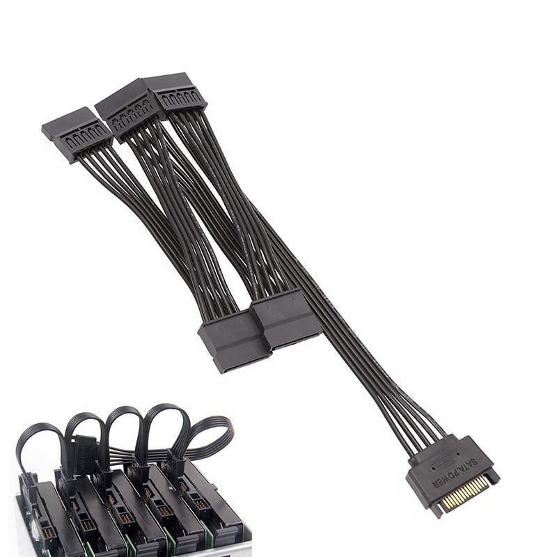 15 Pin SATA Power Splitter Cable 1 Male to 5 Female Adapter for HDD SSD Drives