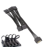 15 Pin SATA Power Splitter Cable 1 Male to 5 Female Adapter for HDD SSD Drives - Rear View