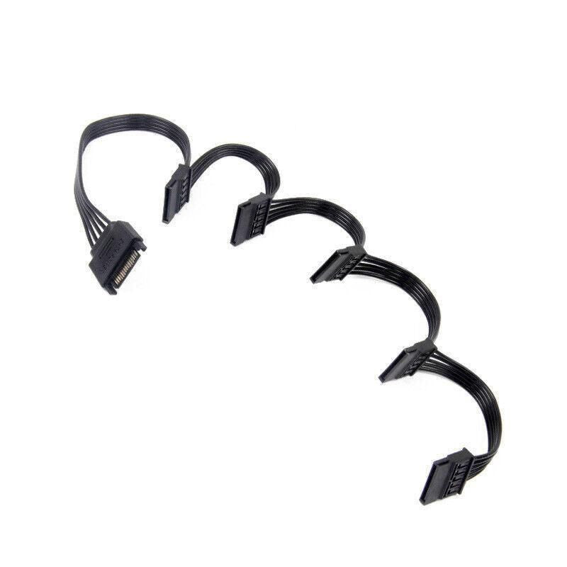 15 Pin SATA Power Splitter Cable 1 Male to 5 Female Adapter for HDD SSD Drives