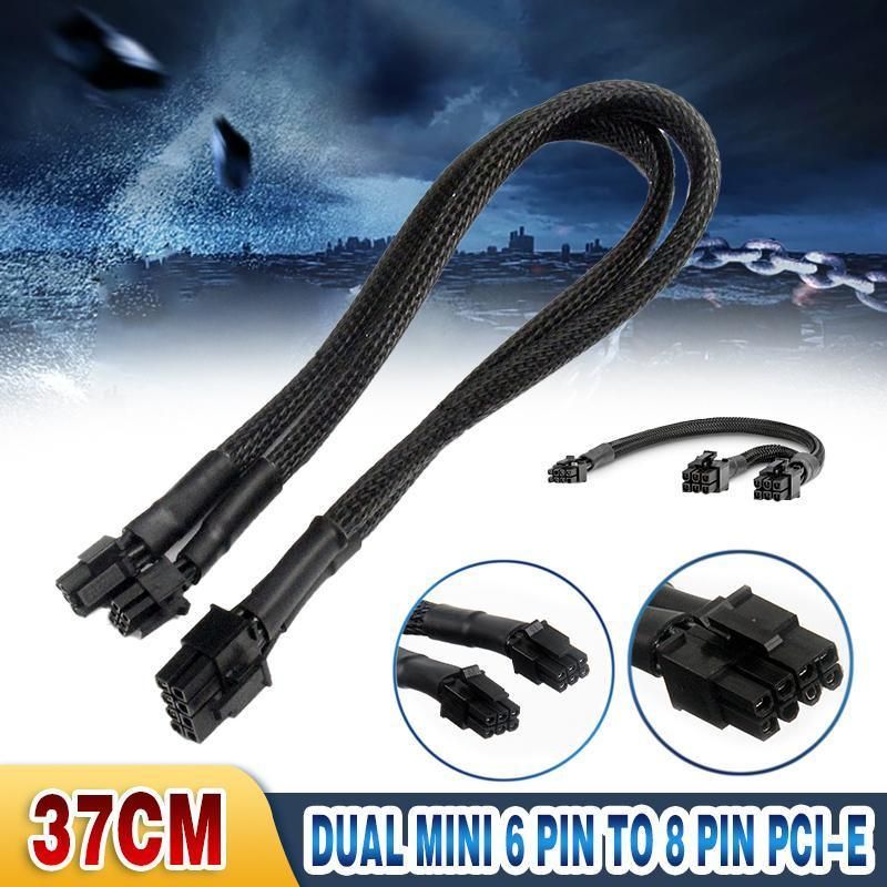 Dual Mini 6 Pin to 8 Pin PCI-E Video Card Power Cable Y Splitter 18AWG Mac Pro