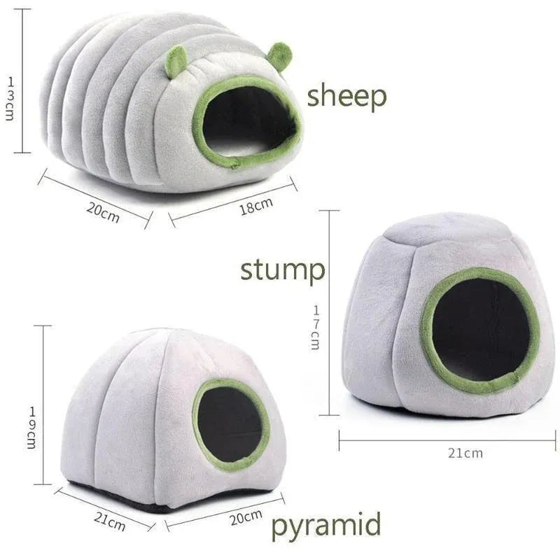 Soft Small Animal Guinea Pig Cozy Warm Pet Tent Hamster House Hideout Cave Bed - Grey-Pyramid