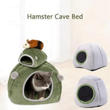 Soft Small Animal Guinea Pig Cozy Warm Pet Tent Hamster House Hideout Cave Bed - Grey-Pyramid - Rear View