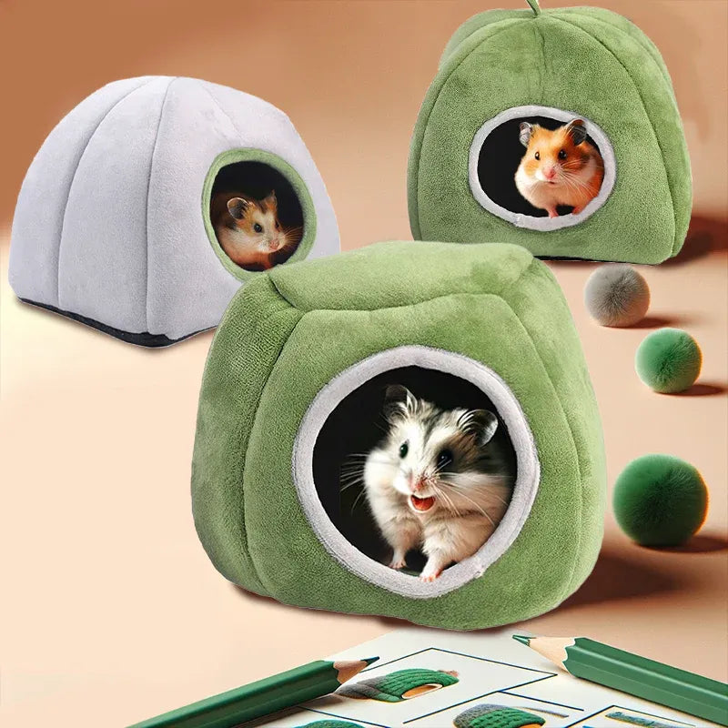 Soft Small Animal Guinea Pig Cozy Warm Pet Tent Hamster House Hideout Cave Bed - Grey-Pyramid