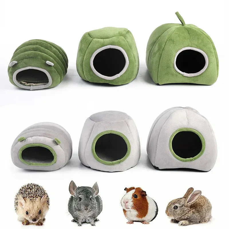 Soft Small Animal Guinea Pig Cozy Warm Pet Tent Hamster House Hideout Cave Bed - Grey-Stump