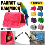 Pet Bird Parrot Parakeet Budgie Warm Hammock Cage Hut Tent Bed Hanging Cave - Blue - Front View