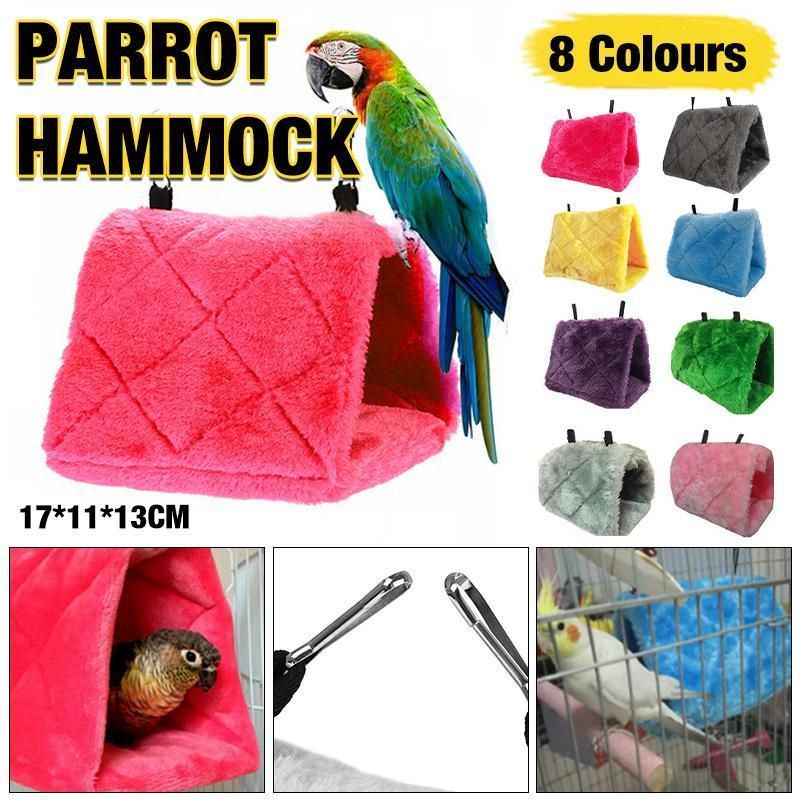 Pet Bird Parrot Parakeet Budgie Warm Hammock Cage Hut Tent Bed Hanging Cave - Green