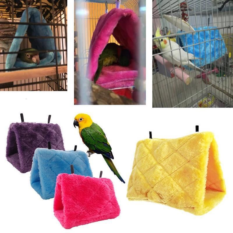 Pet Bird Parrot Parakeet Budgie Warm Hammock Cage Hut Tent Bed Hanging Cave - Green