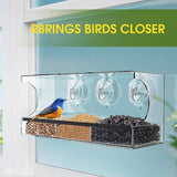 Large All Weather Clear Acrylic Window Bird Feeder With Tray & Drain Holes - Extra Image