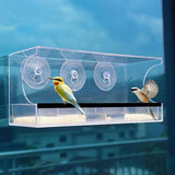 Large All Weather Clear Acrylic Window Bird Feeder With Tray & Drain Holes - Extra Image