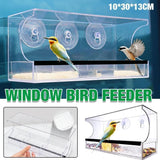 Large All Weather Clear Acrylic Window Bird Feeder With Tray & Drain Holes - Extra Image