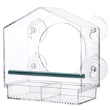 Clear Acrylic Window Bird Feeder with Strong Suction Cups and Removable Seed Tray - Front View