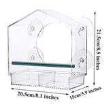 Clear Acrylic Window Bird Feeder with Strong Suction Cups and Removable Seed Tray - Side View