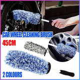 Car Wheel Cleaning Brush Tool Alloy Soft Bristle - Black+White - Front View