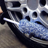 Car Wheel Cleaning Brush Tool Alloy Soft Bristle - Black+White - Rear View