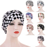 Women Floral Turban Head Wrap Cap Comfortable Chemo Headscarf Headwear - Blue - Side View