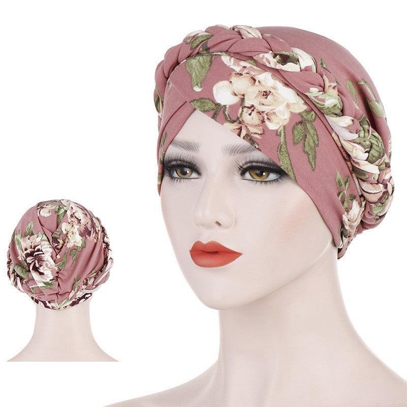 Women Floral Turban Head Wrap Cap Comfortable Chemo Headscarf Headwear - Black and white grid
