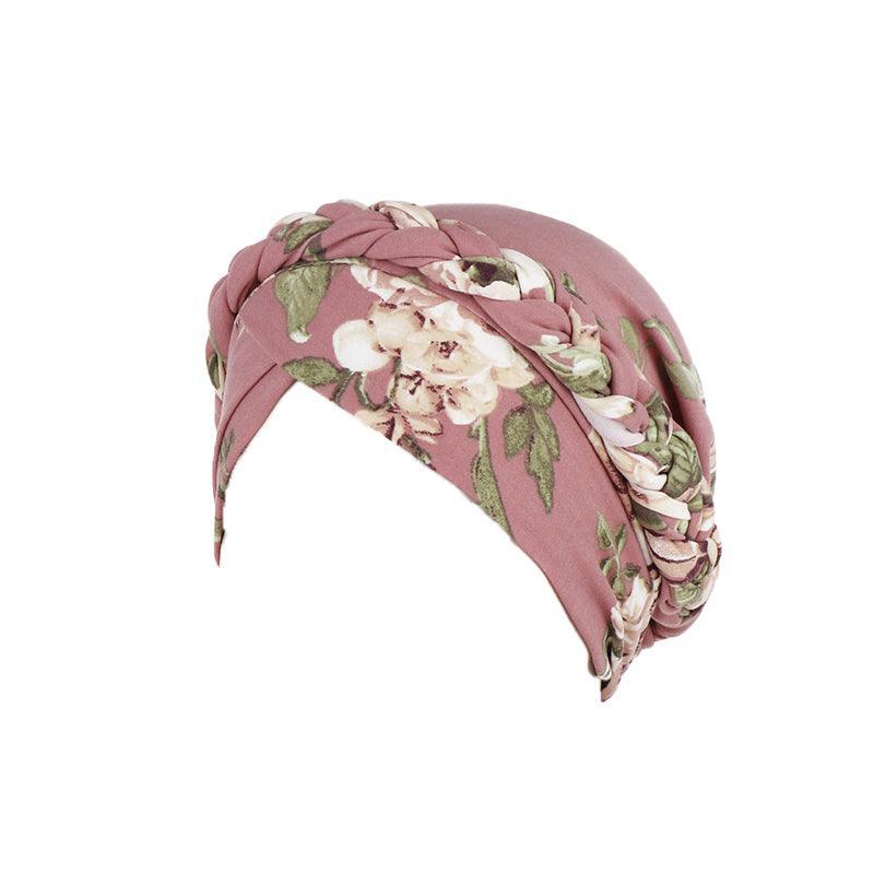 Women Floral Turban Head Wrap Cap Comfortable Chemo Headscarf Headwear - Black and white grid