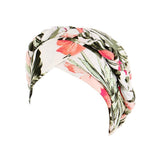 Women Floral Turban Head Wrap Cap Comfortable Chemo Headscarf Headwear - Black and white grid